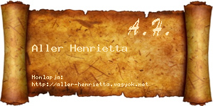 Aller Henrietta névjegykártya